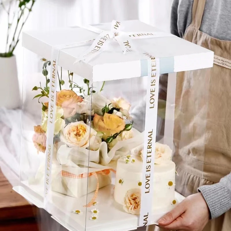 China factories transparent wedding birthday cake wholesale big corrugated cake box paper gift boxes with lid