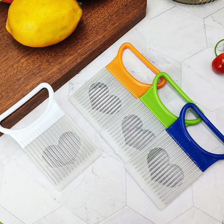 Wholesale Fruit and Vegetable Tools Onion Needle Stainless Steel Potato Lemon Onion Slicer Holder