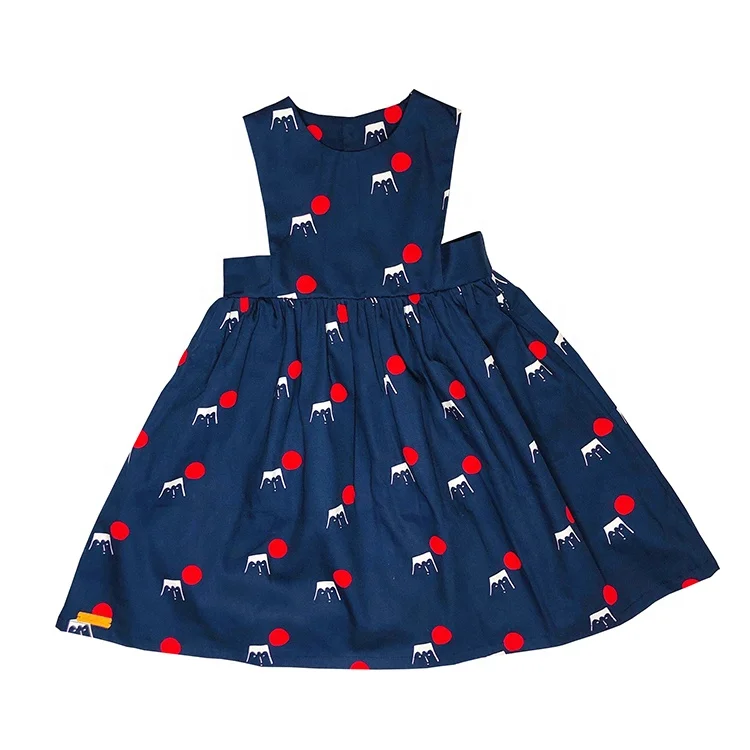 
Customized Promotional A-Line Handmade Baby Girl Toddler Vest Sleeveless Button Dress 