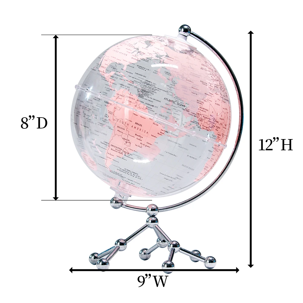 Wellfun Stable Heavy Metal Base Clear World Hot New Product Novelty Gifts Globe Earth Globe Decor Globe