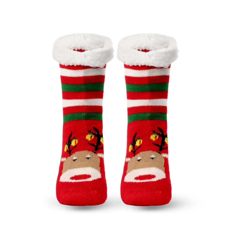 Взрослые зимние теплые длинные рождественские тапочки носки с флисовой подкладкой милые Мультяшные носки для дома для женщин