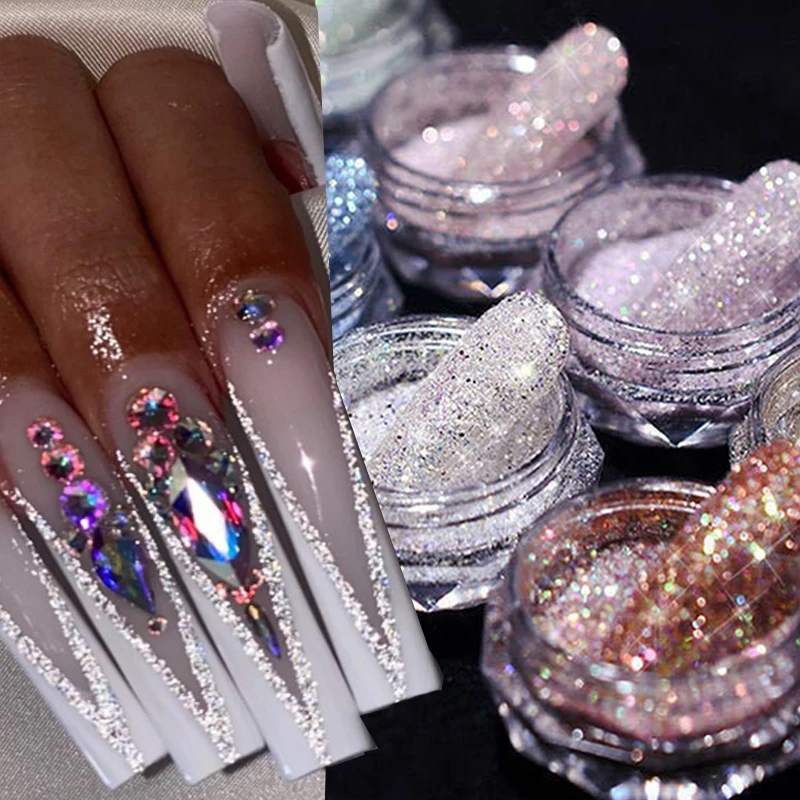 Reflective Glitter Powder for Nail Art Shinning Crystal Diamonds Sequins Chrome Pigment Dust Manicures Decoration