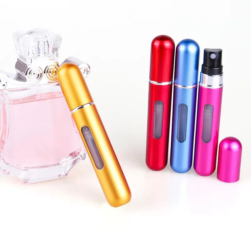 8ml Mini Refillable Perfume Bottles Bottom Filling Travel Sized Aluminum Perfume Atomizer Spray Bottle