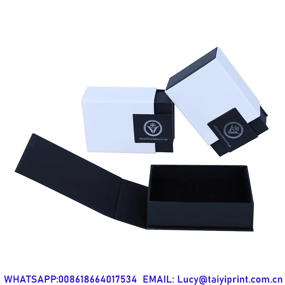 Black White Paper Packaging Cardboard Gift Box With Lid Small Set Jewelry Packaging Box