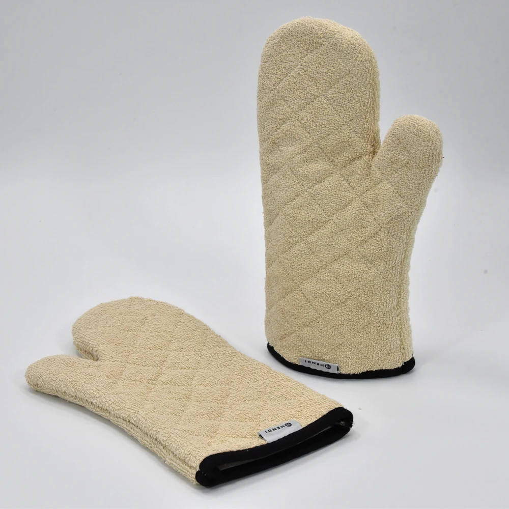 household baking microwave heat resistance kitchen hand mitten 100%cotton terry oven mitt