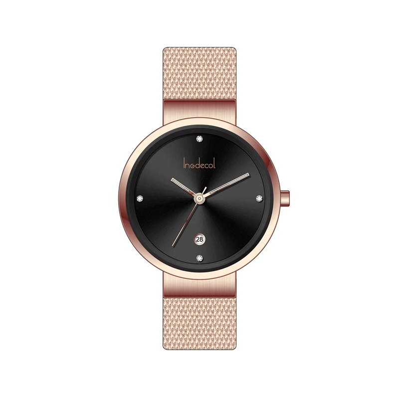  INGDECOL Top quality all stainless steel lady diamond watch minimalist