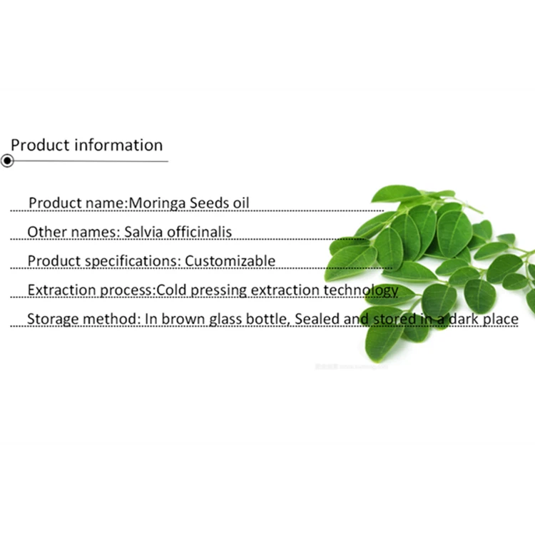 Factory supply organic 100% pure cold pressed moringa seed oil in bulk price