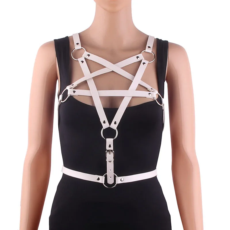 Punk Leather Harness Rave Bra BDSM Dance Clothes Women Underwear Straps Tights Adjustable Suspender Bondage Sexy Costume Tops