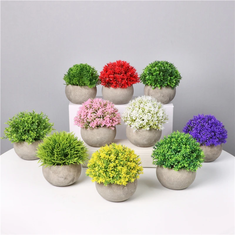 Artificial Plants With Pulp Pot for Bathroom Home Office Decor , Artificial Grass Greenery for House Decorations