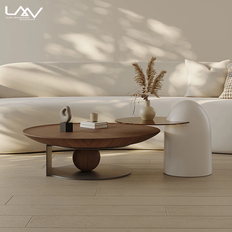Solid Wooden Frame With Metal Base Simple Nordic Coffee Table Set Italian Modern Living Room Hotel Villa Center Table Furniture