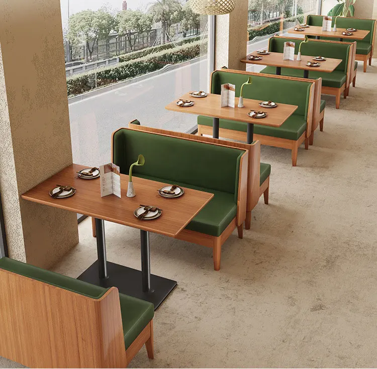 Wooden Restaurant Furniture Coffee Shop Booth Sofa Table and Chairs Booth