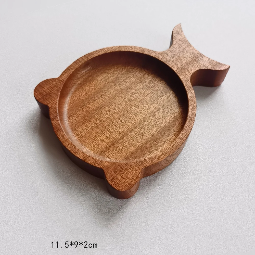Wholesale Creative Multi-Compartment Acacia Wood Sauce Dish Korean Sauce Plate Food Tray Sauce
