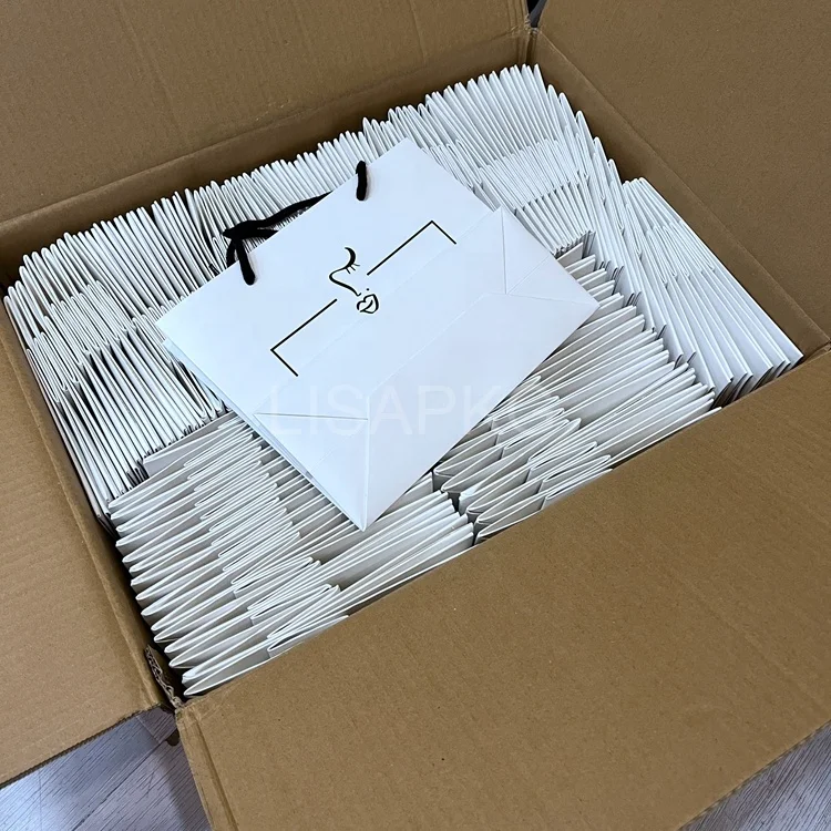 Free Sample Small Square Gold Marble Printing Gift Paper Bags