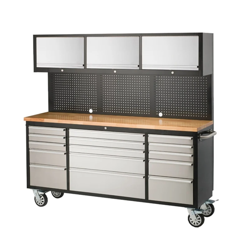Stainless Steel Rolling Tool Trolley Car Service Equipment Garage Workstation on Wheels Workshop Tool Storage Cabinet