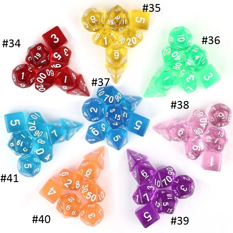 7pcs/set Dice Gift Set Tabletop Roleplaying PRTG Games Resin Polyhedral DND Dice