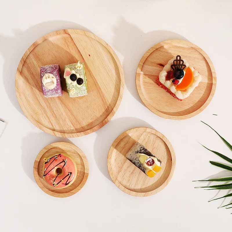 Country-Style Rotating Solid Wood Cake Tray Sustainable Polished Disposable for Baking Serving Kitchen Table Dishes Plates
