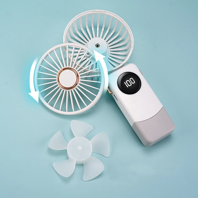 Rechargeable Air Circular Hand Fan Outdoor 1200mAh Handheld Portable Foldable Electric Mini Fan