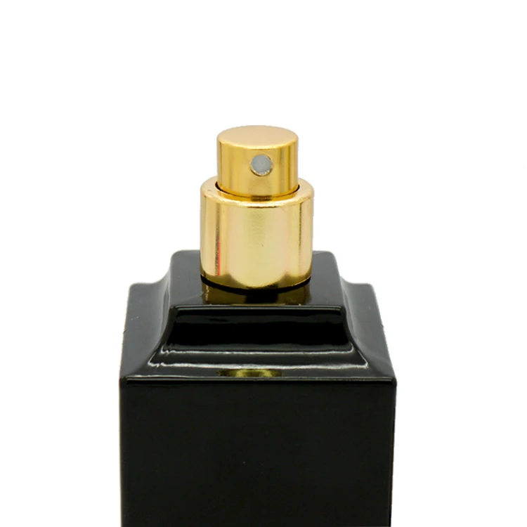 55ml luxury dark black square glass pump spray bottle for oil perfume