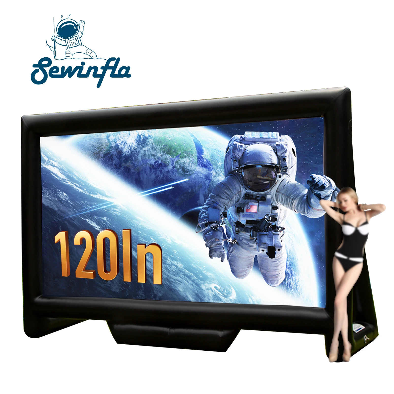  Sewinfla 12 футов-герметичный надувной экран для видеосъемки с модернизированным дизайном-не нужно надувать-поддерживает переднюю и заднюю