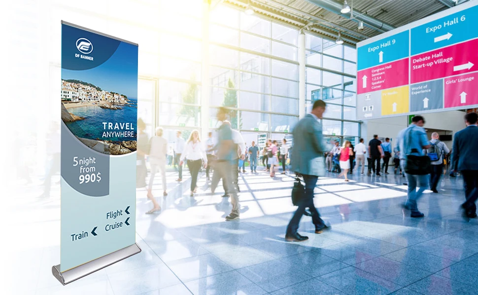 Best Selling Classic Aluminum  Retractable Roll-Up Marketing Banner Kakemono Advertising Background Banner Stand