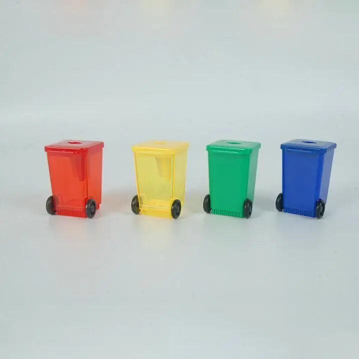 New Design School Mini Curbside Garbage Trash Bin Pencil Sharpener Unique Tiny Size Recycle Can Set Pencil Sharpener