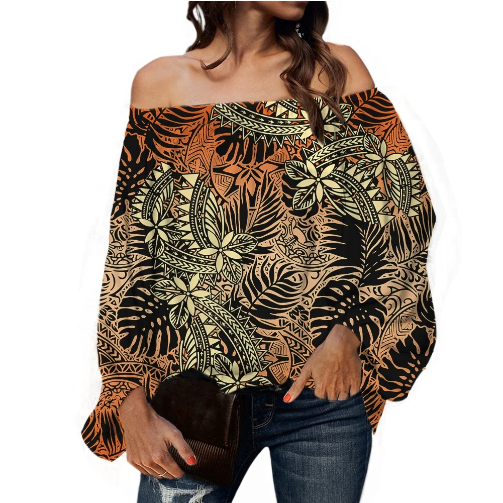 polynesian New Arrivals Spring Summer New Fashion Ladies Blouses and Tops Women Summer Off The Shoulder Casual Blouse Shirts