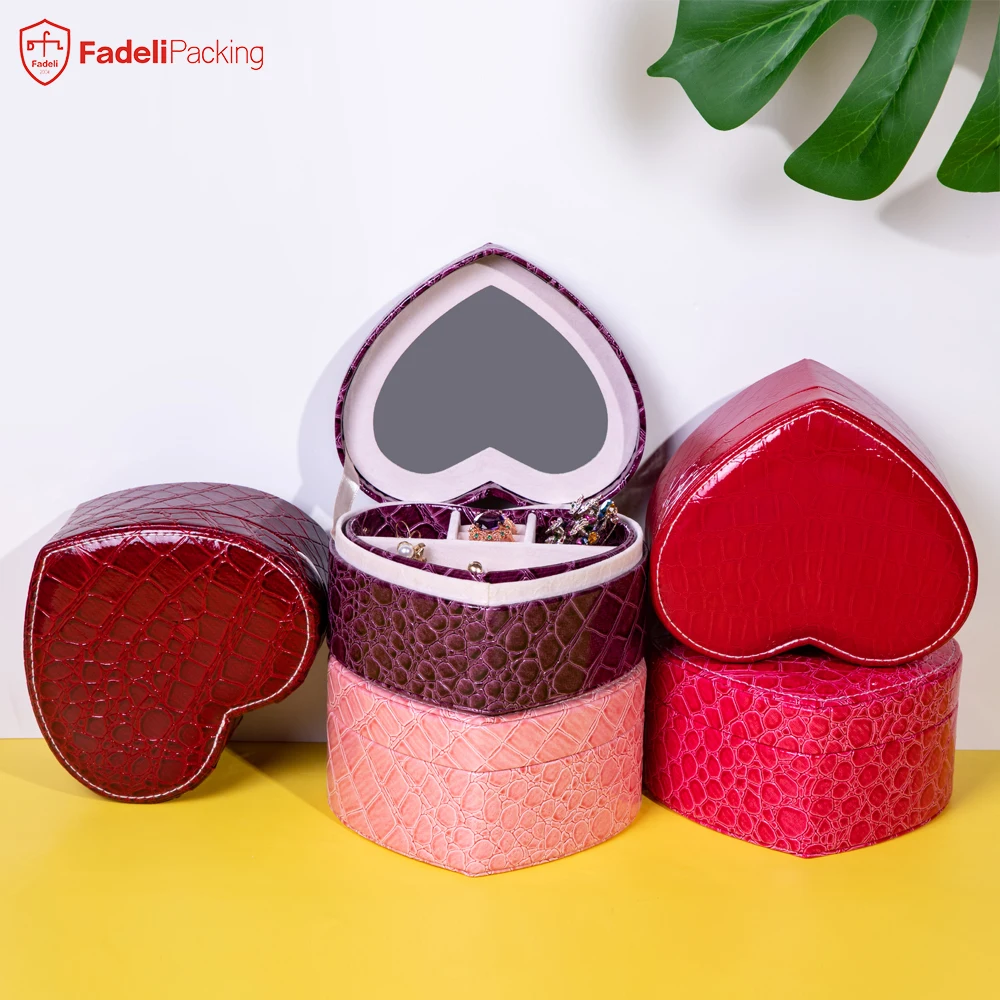 FADELI Hot Sale Women Girls Earrings Ear Stud Box Organizer Portable Jewelry Storage Box PU Leather Small Travel Jewelry Boxes