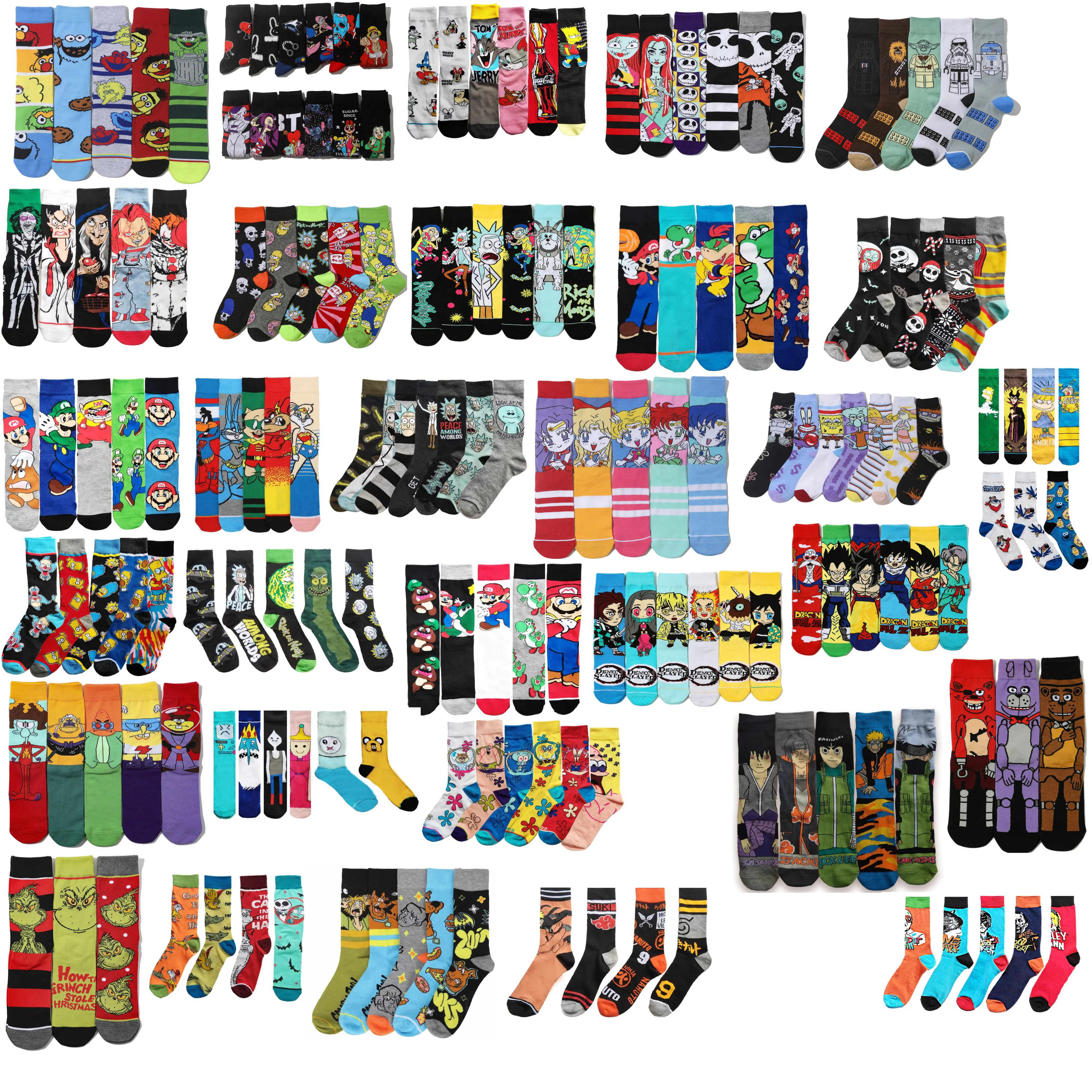 Dropshipping Spider Iron Bat Man Marvel Superhero Comics Socks Wholesale Novelty Character Anime Cartoon Crew Socks