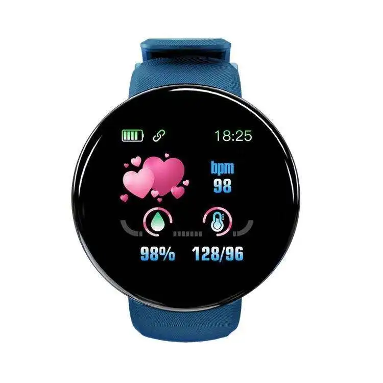 Wholesale Pedometer D18 Men Women Blood Pressure Smart Watch Gift Set 2022 Free Shipping Heart Rate Wristband for IOS Android
