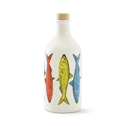 Premium Italian Extra Virgin Olive Oil Dispenser Collectible Handpainted Ocean Animal Patterns Ceramic Oil Bottle With Cork