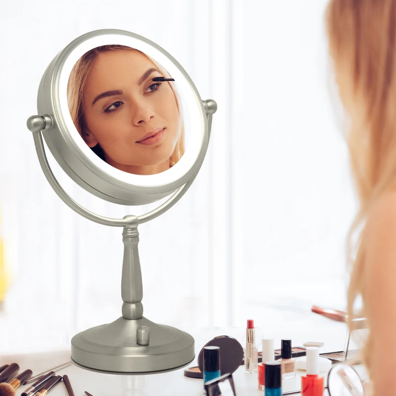 Makeup Supplier Two Sides Magnifying Espejo Led Mirror Makeup Table Vanity Standing Mirror Gmh810