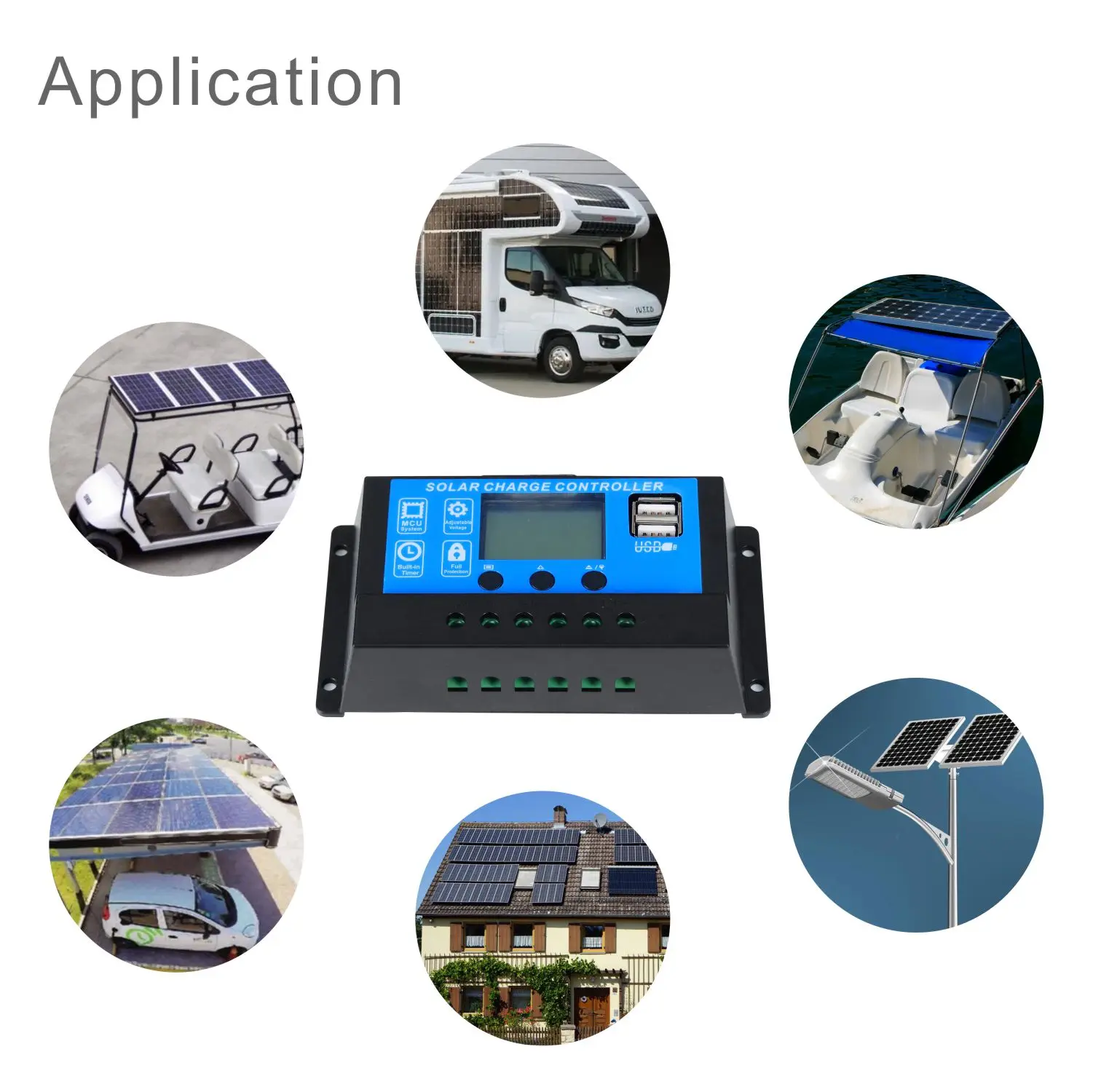 AT10 30A Solar Power  Dual USB Charge Controller PWM Battery Controller For Solar Energy System