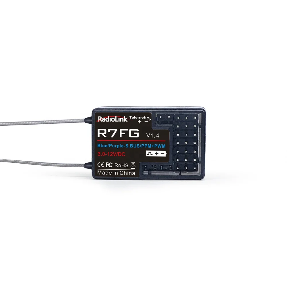 RadioLink R7FG 2.4GHz 7CH Dual Antenna Voltage Transmission Gyro Receiver For RC6GS RC4GS Transmitter RC Car Boat