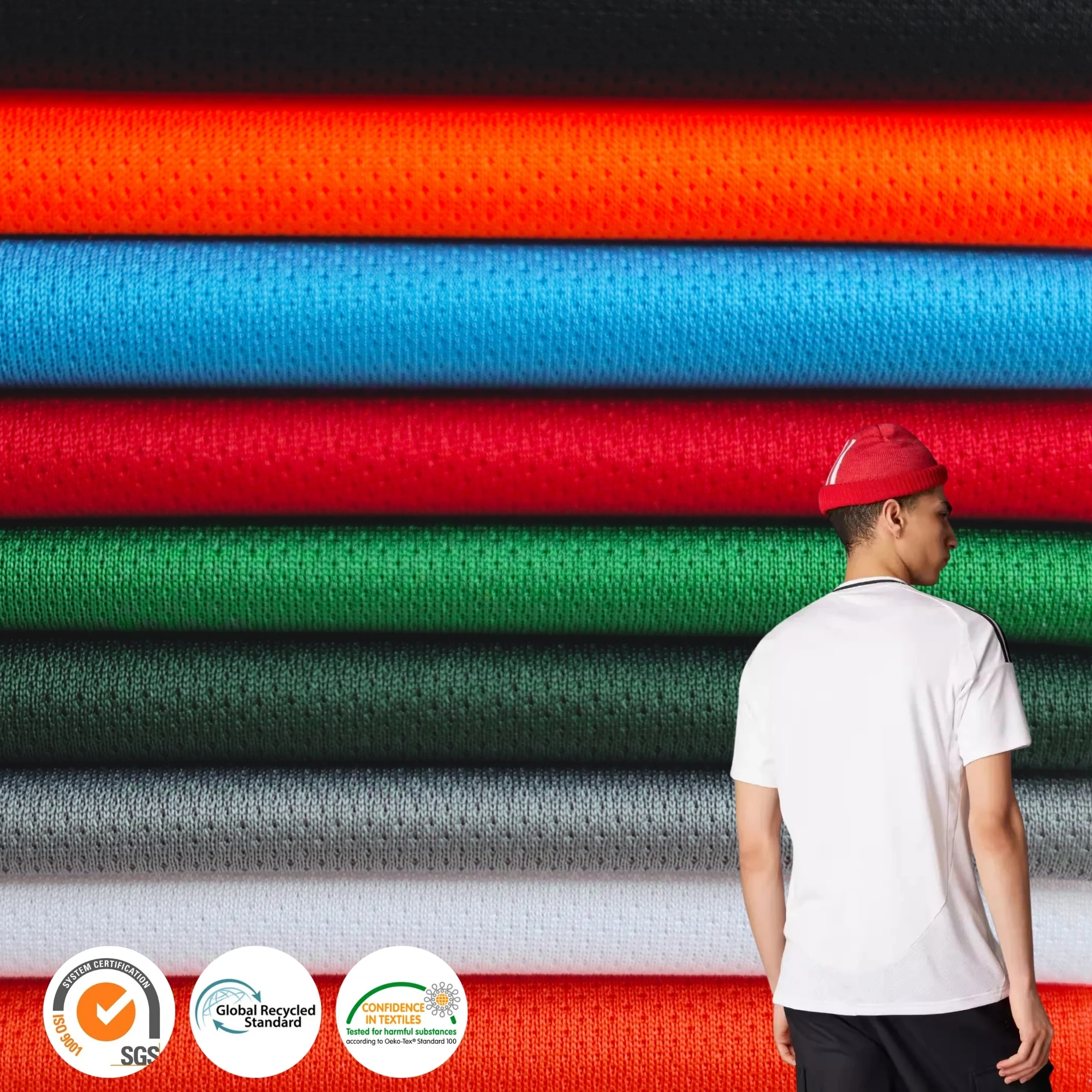 High Quality Wholesale 130~135gsm Dry Fit Wicking Low Stretch 100% Polyester sportswear Dot Bird Eye Mesh Fabric