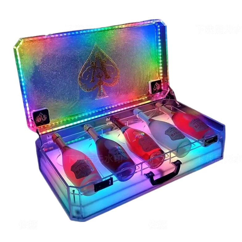 professional acrylic factory custom made bar nightclub party KTV wine bottle led light base wine box showcase