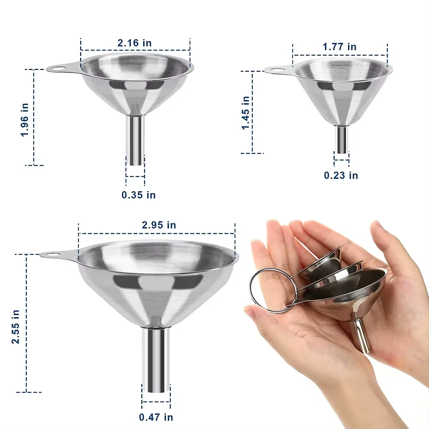 Multifunctional Stainless Steel 304 Oil Water Spices Wine Flask MINI Funnel For Home Kitchen