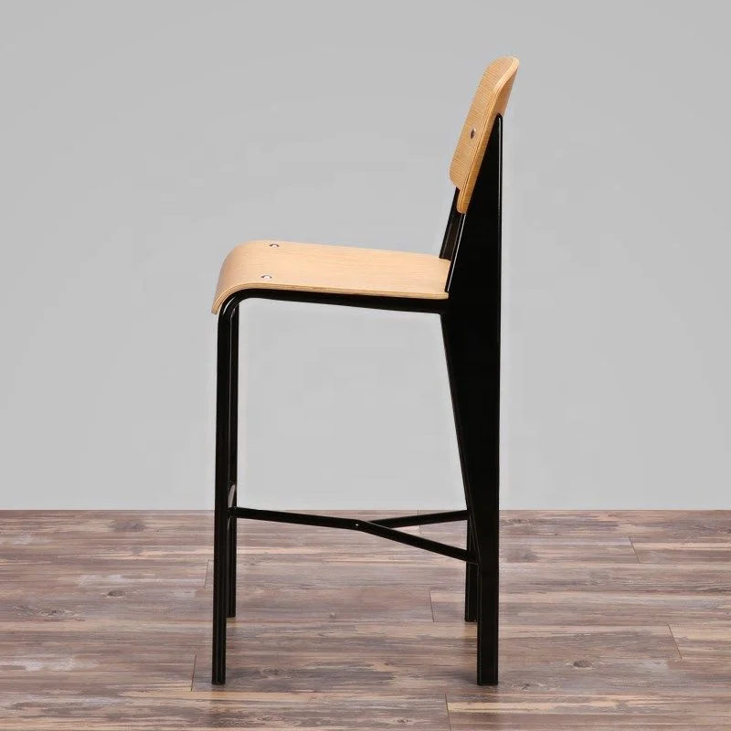 modern plywood back metal frame high bar stool chairs