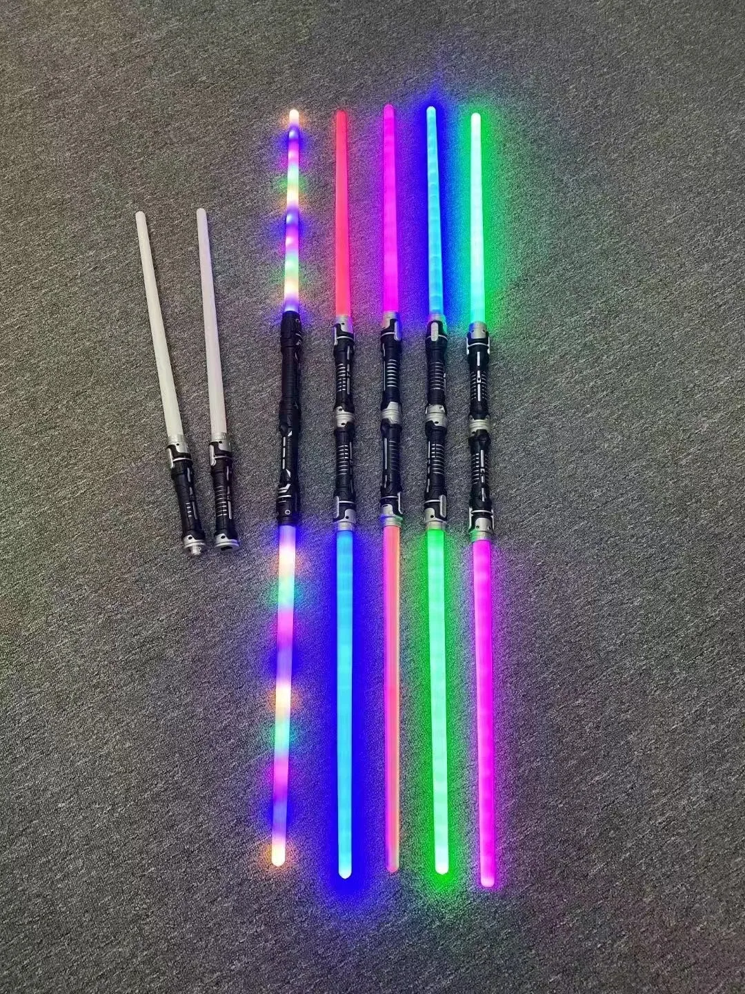 2 Pack Colors Lightsaber with FX Sound for Kids Halloween 2 in 1 Double-Bladed Dueling Light Swords