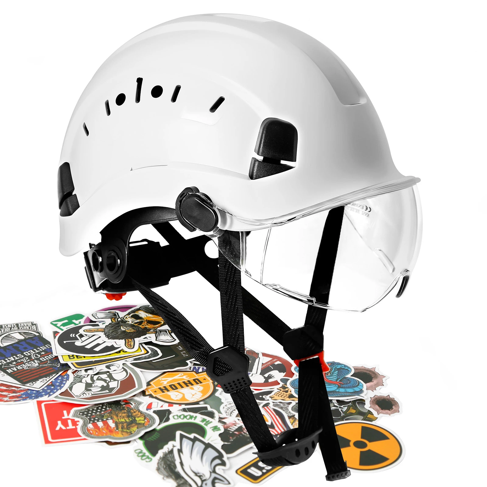 Safety Helmet with Goggles ABS Construction Work Cap Protective Hard Hat for Climbing Riding Outdoor Working Rescue Helmets
