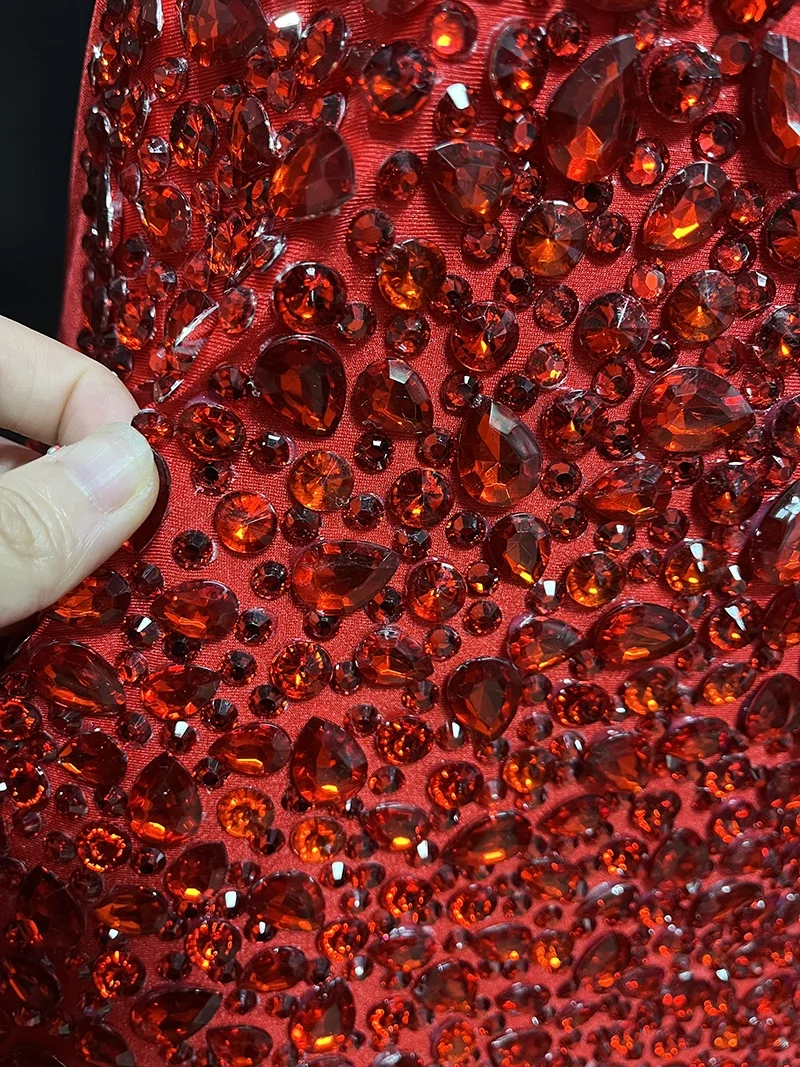 Rhinestone Customize New Arrivals Women Clothing Red Dresses Party Evening Elegant Sexy Long sleeve Sequin Dress Plus Size