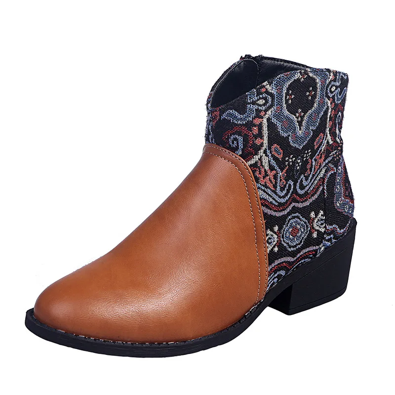 2F0140 2021 Wholesale Retro Embroidery Women Boots Ladies Beautiful Boots
