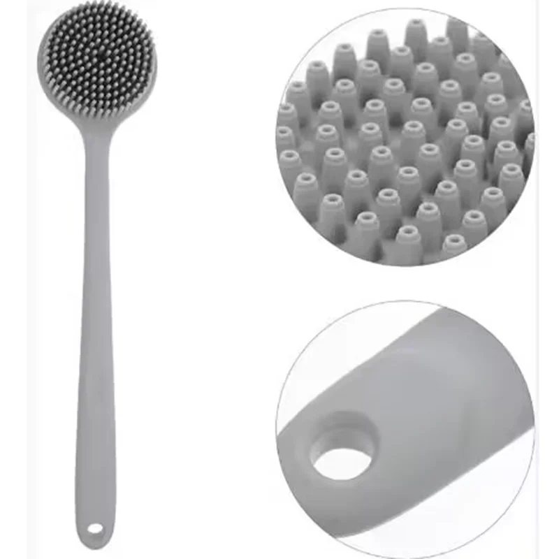 Silicone Bath Brush Body Back Scrubber for Shower Lengthen Bath Body Brush with Long Handle Exfoliating Massage Back Scrubber