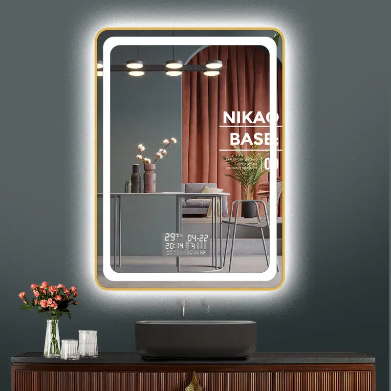 Modern style square Intelligent bathroom mirror LED backlight demist smart mirror wall mirror