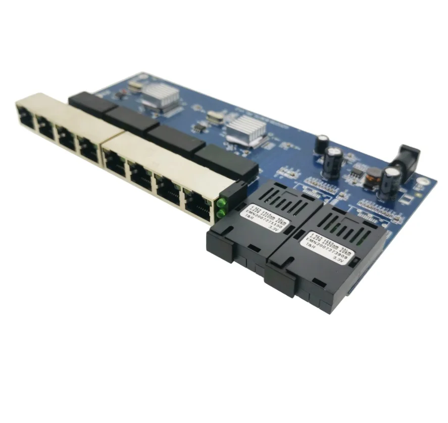 RTXMC обратный Poe 10/100/1000 м Pcba плата гигабитный коммутатор Ethernet волоконно-оптический медиаконвертер 2 порта 1,25g Sc 8 Rj45