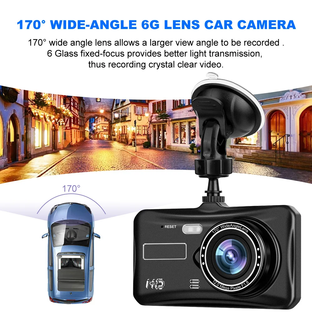 HD 1080P Night Vision Front and Rear two way DVR Recorder 4.0 inch IPS Dash Cam Touch Screen dash camera for car