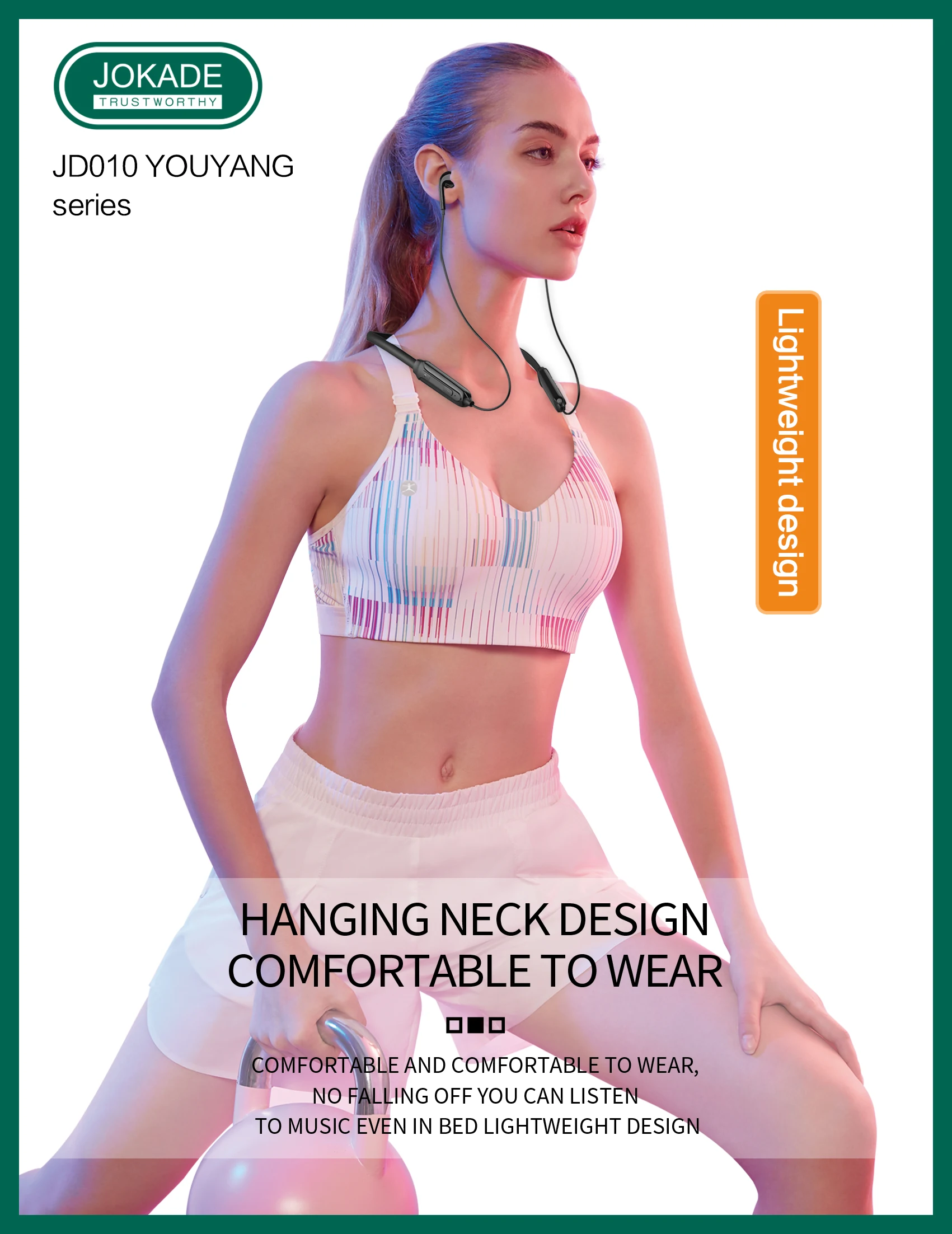 JOKADE New Wholesale Wireless magnetic neck strap Blue-tooth In-ear Earphone for Music sport headset headphone