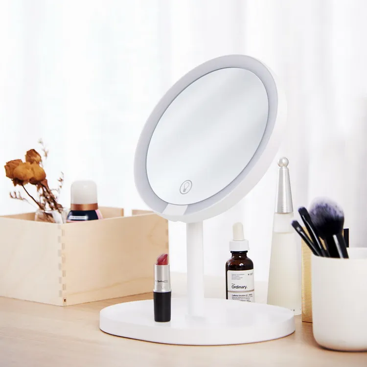 Outdoor Foldable Desktop Touch Screen Makeup Mirror with LED Light