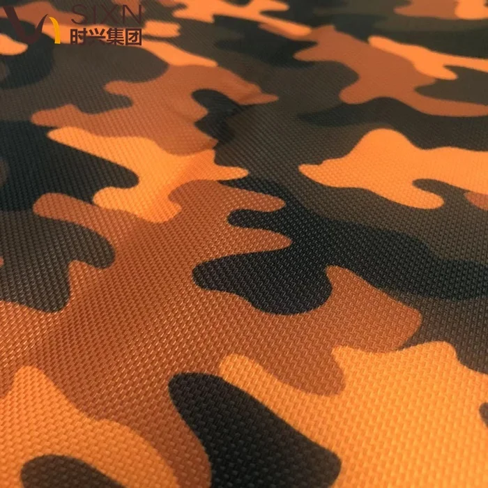 FDY Yellow Camouflage Pattern 100% Polyester 1050D*1050D Oxford PU Coating Waterproof  Fabric For Bag
