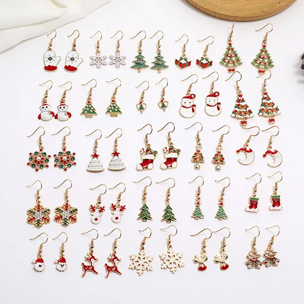 Clay Earrings Polymer Handmade Women Merry Christmas Cute Gingerbread Man Snowman Christmas Earrings Socks Elk Drop Earrings