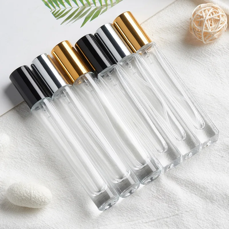 Hot sale luxury  round square 10ml 15ml roll on essential oil bottle empty glass perfume bottle